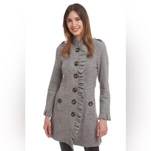 PATTY KIM Gray Ruffle Trim Coat